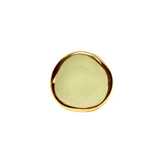 Leda | Handcrafted sage green large ceramic ring with gold luster Sage green banceramiche