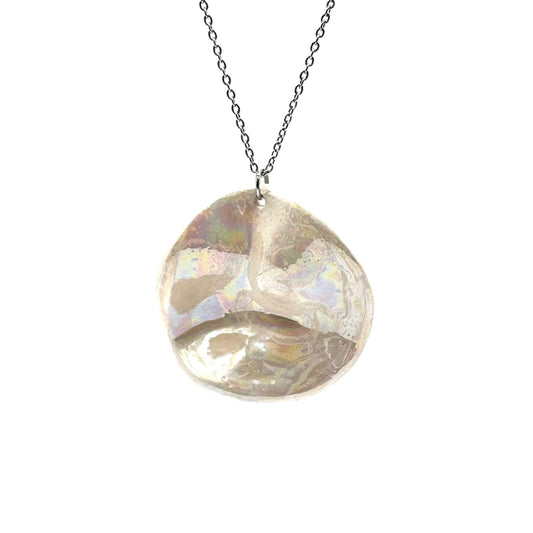 Perla | Handcrafted pearl-white ceramic necklace (large) Pearl white banceramiche