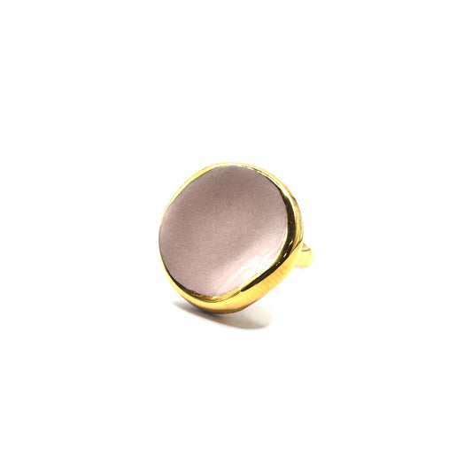 Leda | Handcrafted pink ceramic ring with gold luster Pink and gold banceramiche