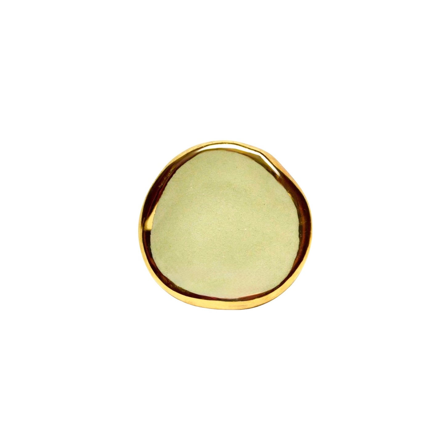 Leda | Handcrafted sage green large ceramic ring with gold luster Sage green banceramiche