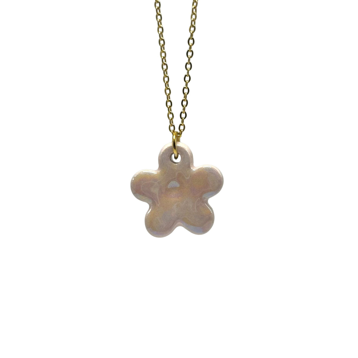 Lillium | Handcrafted pearl-pink floral ceramic necklace banceramiche