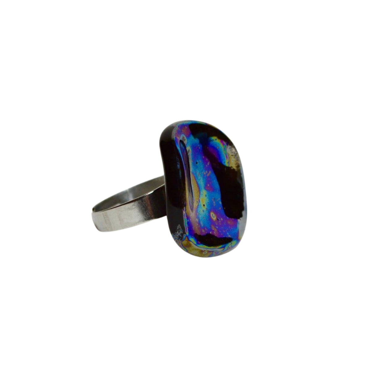 Perla | Handcrafted pearl black ceramic ring Small banceramiche