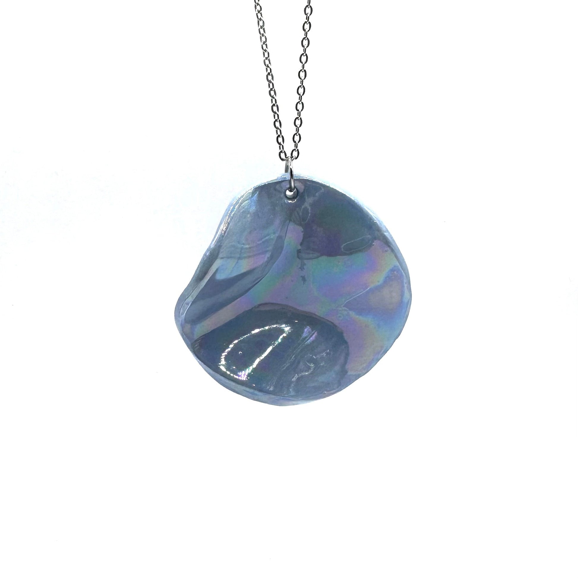 Perla | Handcrafted pearl light blue ceramic necklace banceramiche