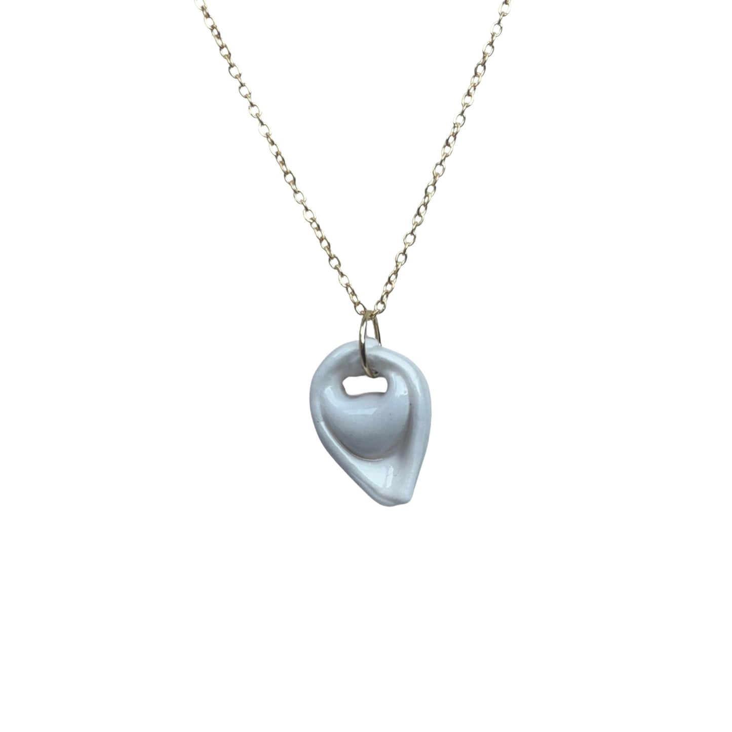 Tortellino | Handcrafted white ceramic necklace Gold banceramiche