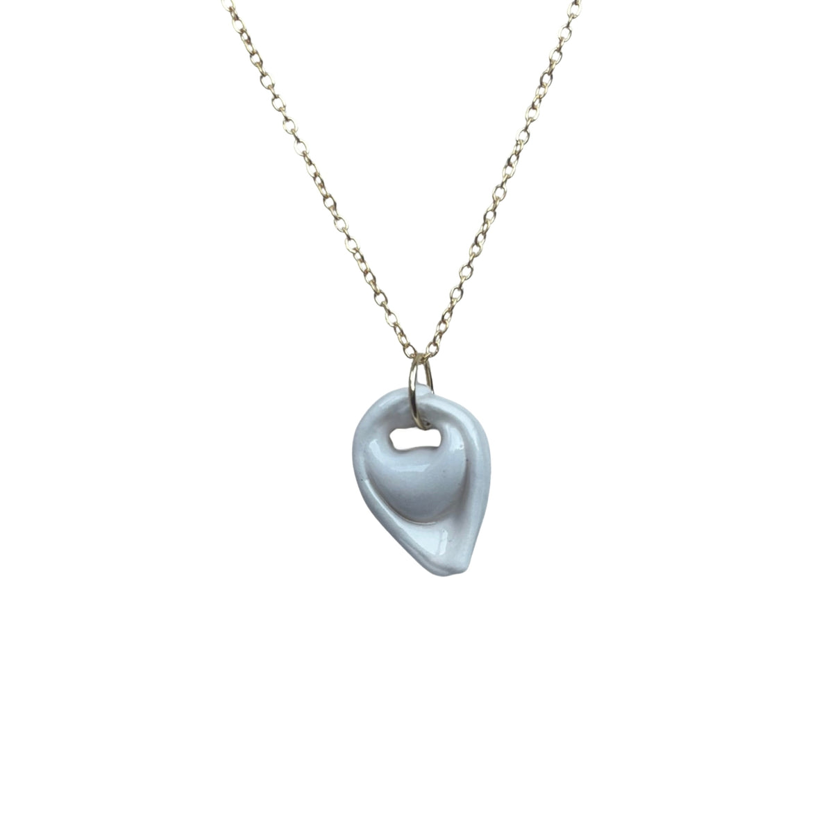 Tortellino | Handcrafted white ceramic necklace Gold banceramiche