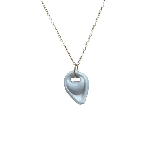Tortellino | Handcrafted white ceramic necklace Gold banceramiche